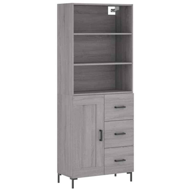 vidaXL Ντουλάπι Γκρι Sonoma 69,5 x 34 x 180 εκ. Επεξεργασμένο Ξύλο