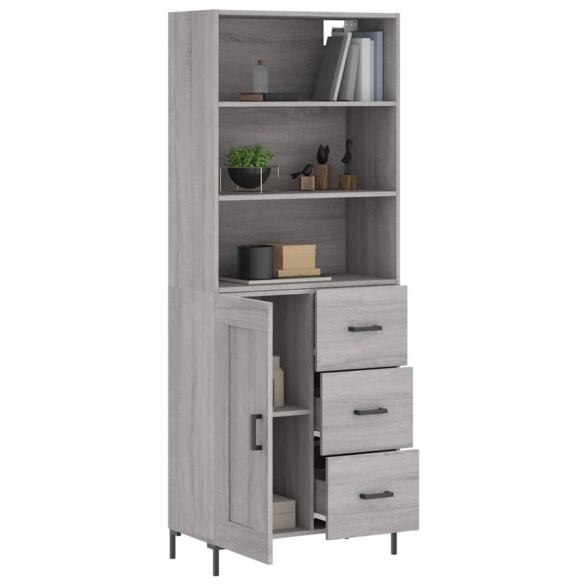 vidaXL Ντουλάπι Γκρι Sonoma 69,5 x 34 x 180 εκ. Επεξεργασμένο Ξύλο
