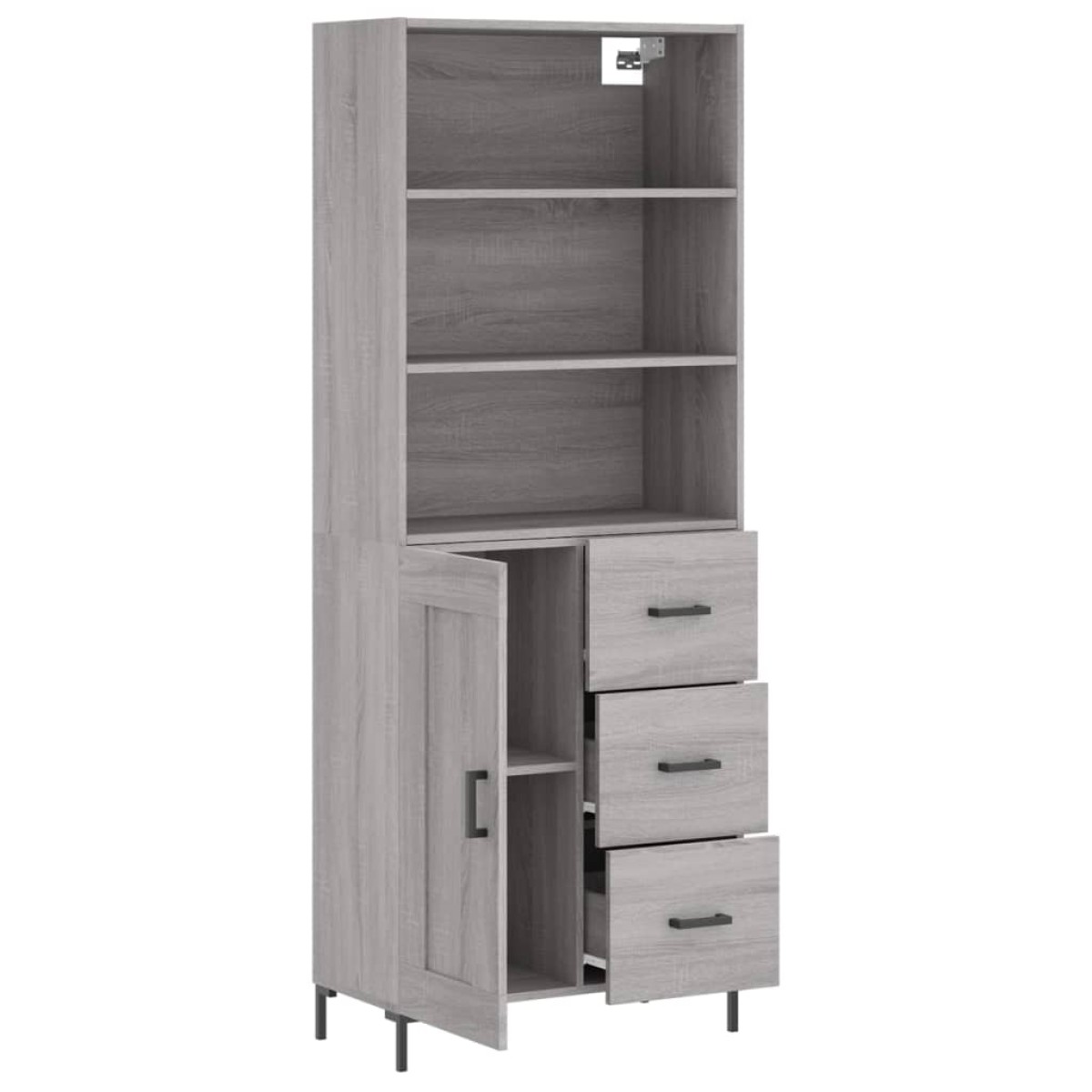 vidaXL Ντουλάπι Γκρι Sonoma 69,5 x 34 x 180 εκ. Επεξεργασμένο Ξύλο
