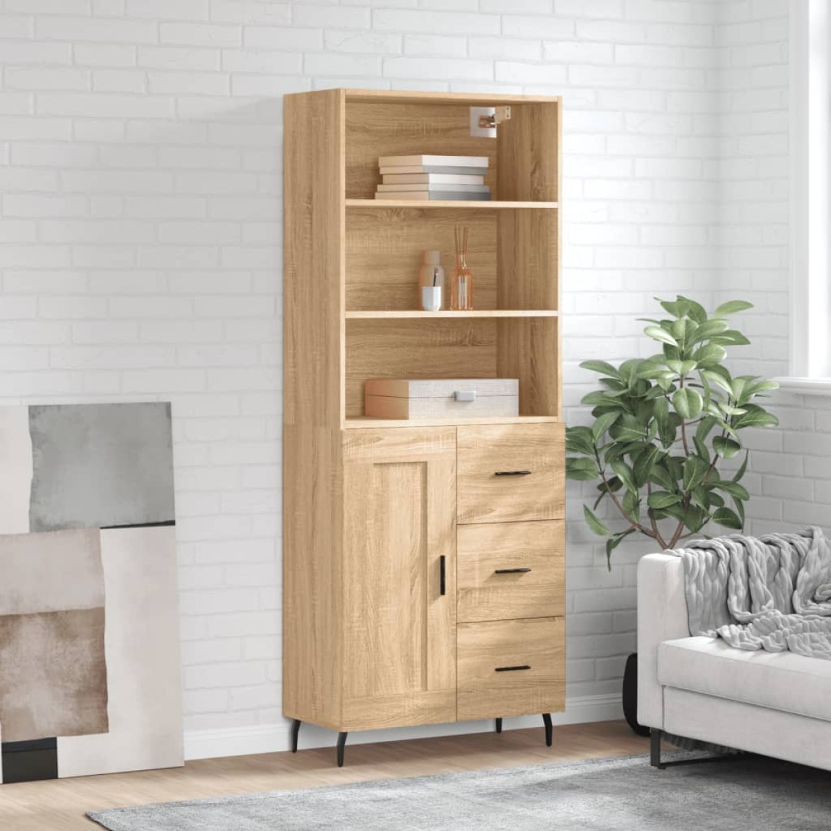 vidaXL Ντουλάπι Sonoma δρυς 69,5 x 34 x 180 εκ. από Επεξεργασμένο Ξύλο
