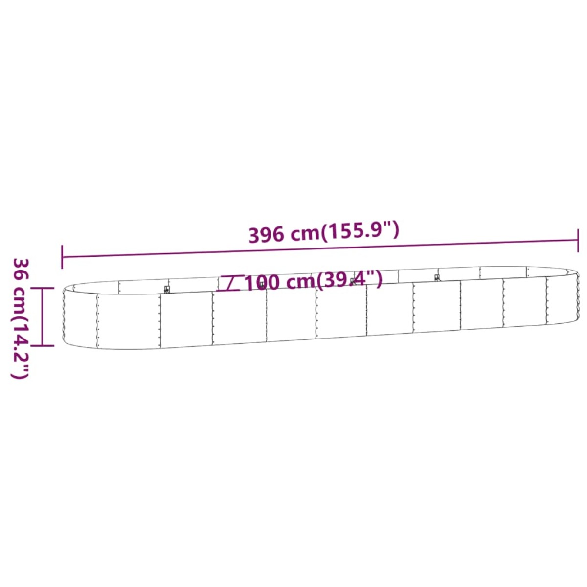 vidaXL Ζαρντινιέρα Καφέ 396x100x36 εκ. Ατσάλι με Ηλεκτρ. Βαφή Πούδρας