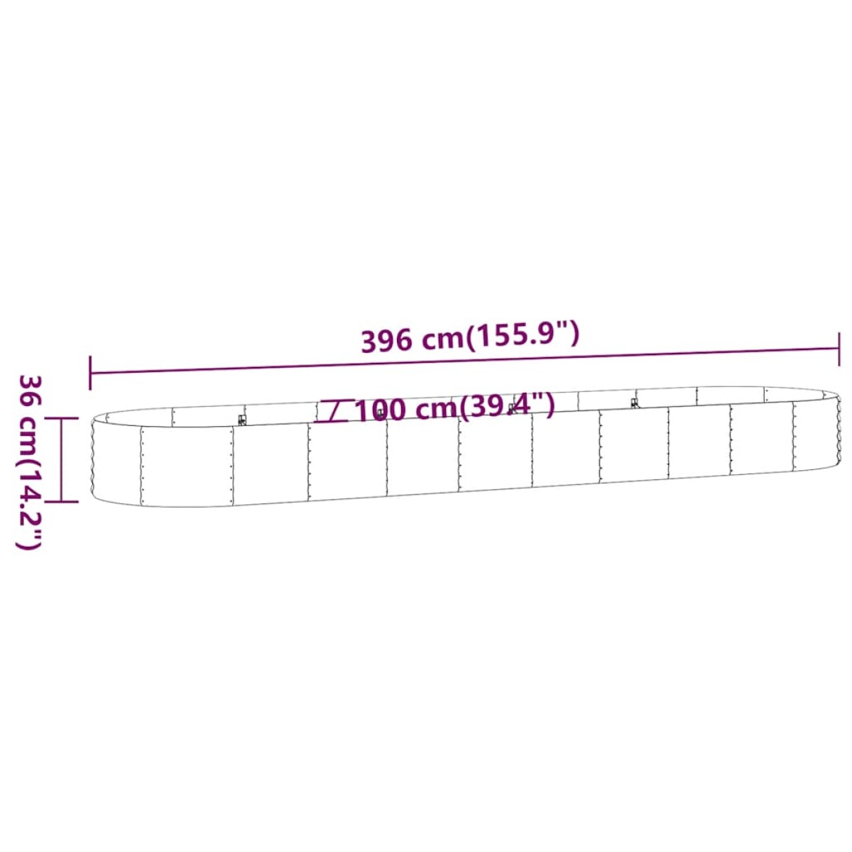 vidaXL Ζαρντινιέρα Ανθρακί 396x100x36εκ Ατσάλι με Ηλεκτρ. Βαφή Πούδρας