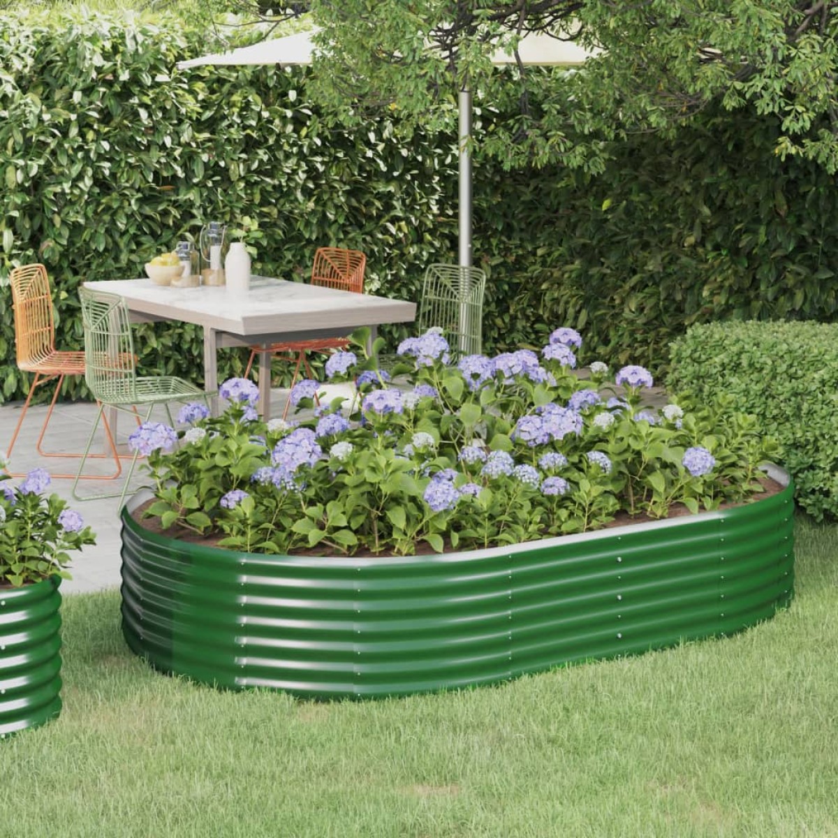 vidaXL Ζαρντινιέρα Πράσινη 214x140x36εκ Ατσάλι με Ηλεκτρ. Βαφή Πούδρας