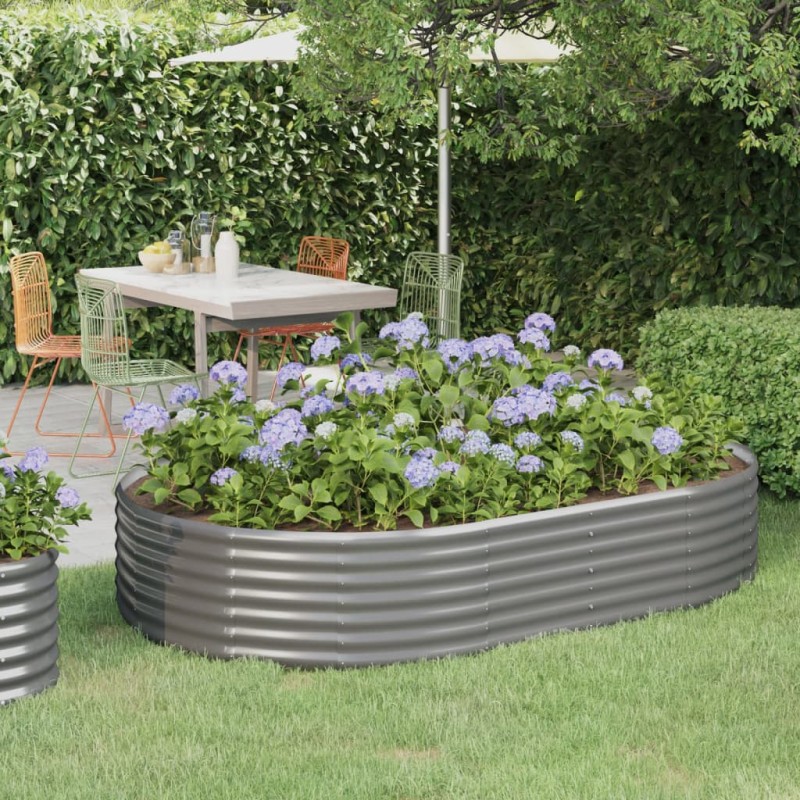 vidaXL Ζαρντινιέρα Γκρι 214x140x36 εκ. Γαλβανισμένος χάλυβας