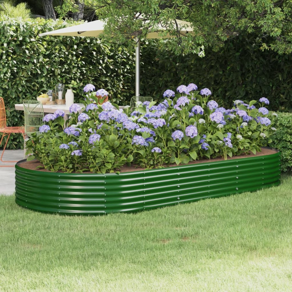 vidaXL Ζαρντινιέρα Πράσινο 296x140x36εκ. Ατσάλι με Ηλεκτρ.Βαφή Πούδρας