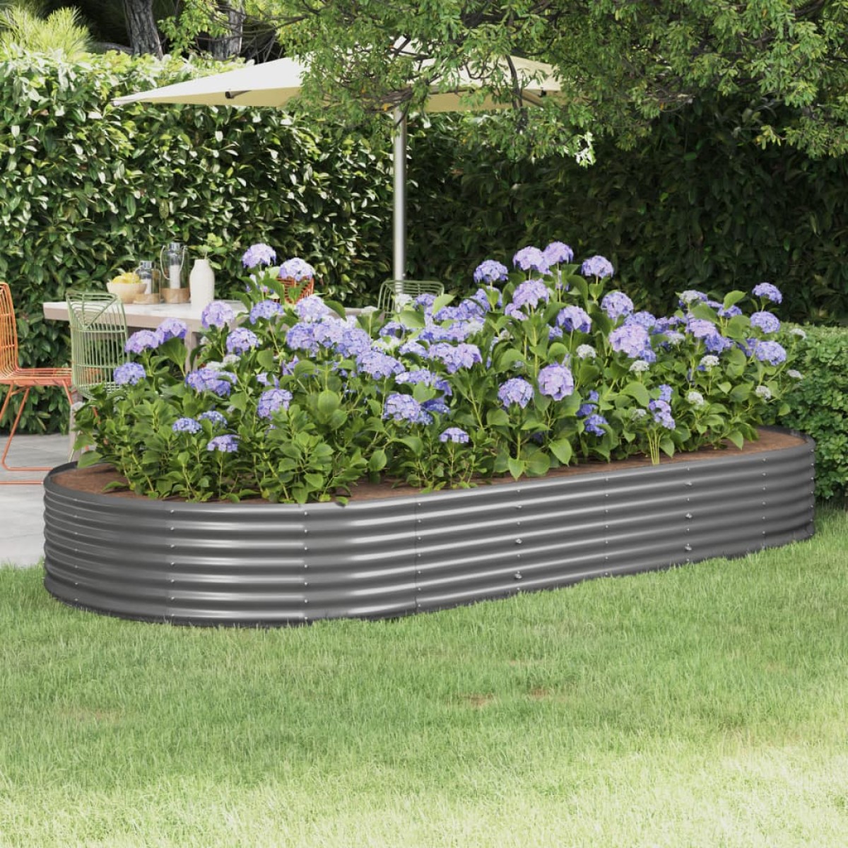 vidaXL Ζαρντινιέρα Γκρι 296x140x36 εκ. Ατσάλι με Ηλεκτρ. Βαφή Πούδρας
