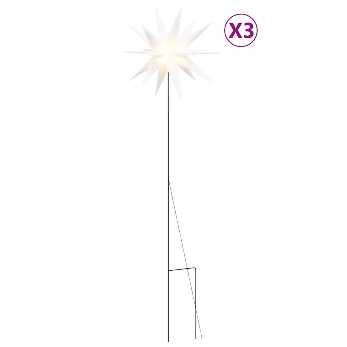 vidaXL Φωτιστικά Χριστ. με Ακίδες 3Τεμ LED Αναδιπλούμενα Λευκά 57 εκ