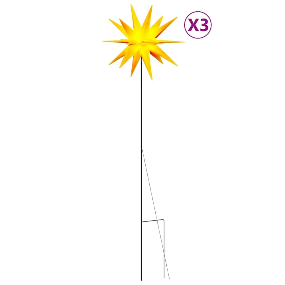 vidaXL Φωτιστικά Χριστ. με Ακίδες 3Τεμ LED Αναδιπλούμενα Κιτρίνα 57 εκ
