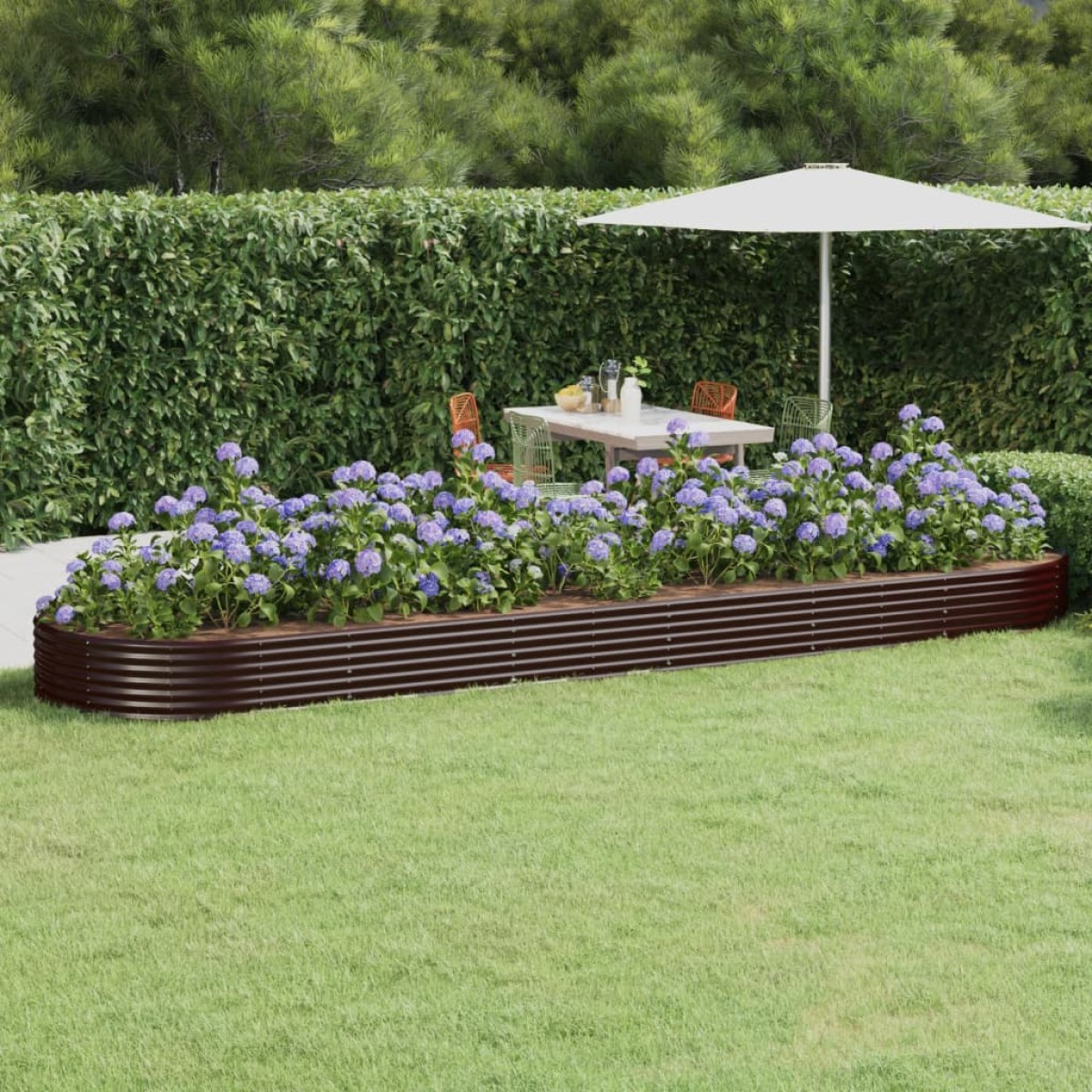 vidaXL Ζαρντινιέρα Καφέ 523x140x36 εκ. Ατσάλι με Ηλεκτρ. Βαφή Πούδρας