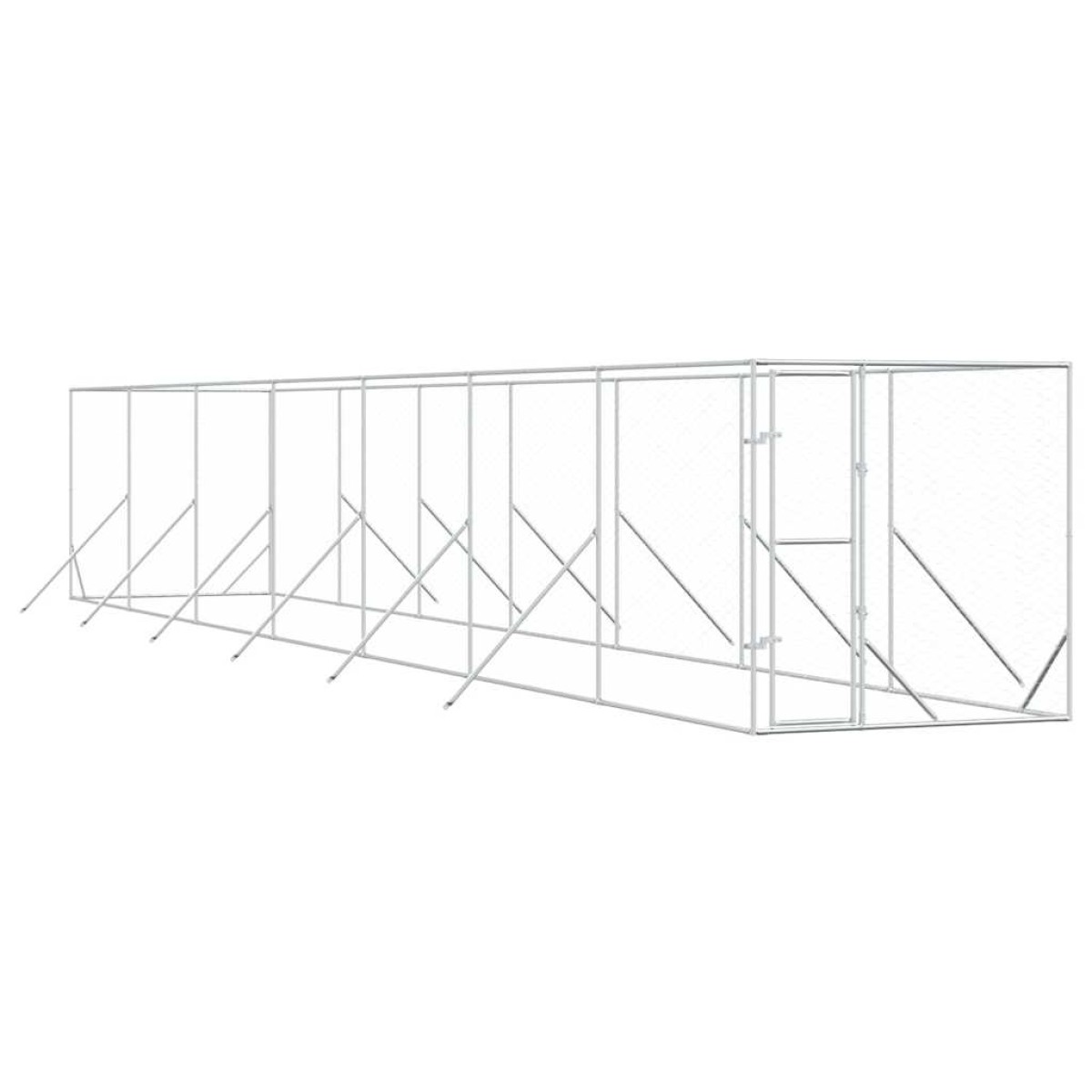 vidaXL Κλουβί Σκύλου Εξωτερ. Χώρου Ασημί 2x14x2 μ. από Γαλβαν. Ατσάλι