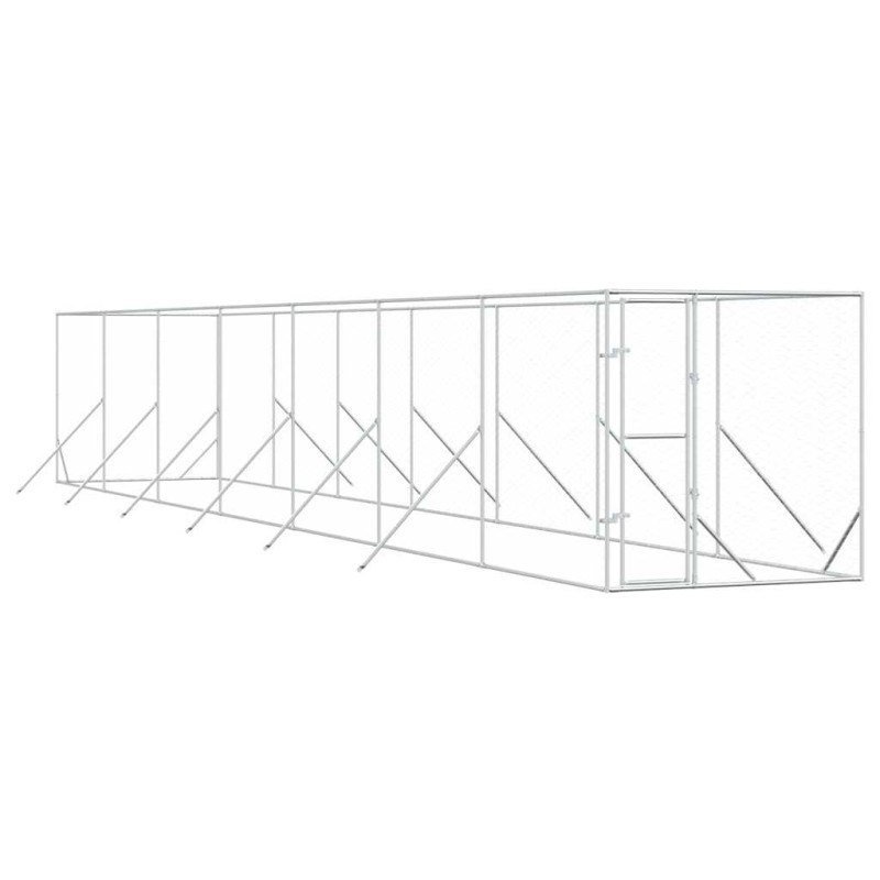 vidaXL Κλουβί Σκύλου Εξωτερ. Χώρου Ασημί 2x14x2 μ. από Γαλβαν. Ατσάλι