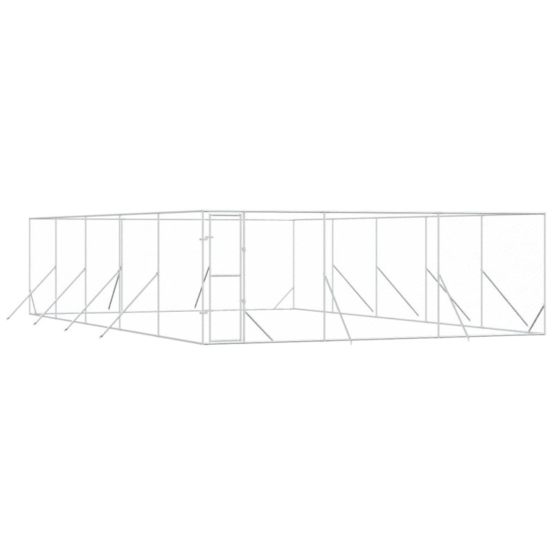 vidaXL Κλουβί Σκύλου Εξωτερ. Χώρου Ασημί 6x10x2 μ. από Γαλβαν. Ατσάλι