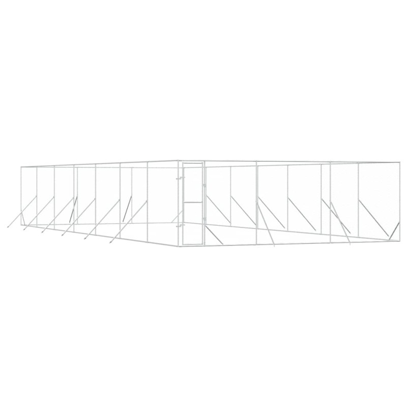 vidaXL Κλουβί Σκύλου Εξωτερ. Χώρου Ασημί 6x14x2 μ. από Γαλβαν. Ατσάλι