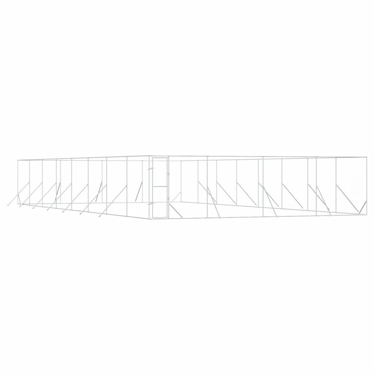 vidaXL Κλουβί Σκύλου Εξωτερ. Χώρου Ασημί 8x16x2 μ. από Γαλβαν. Ατσάλι