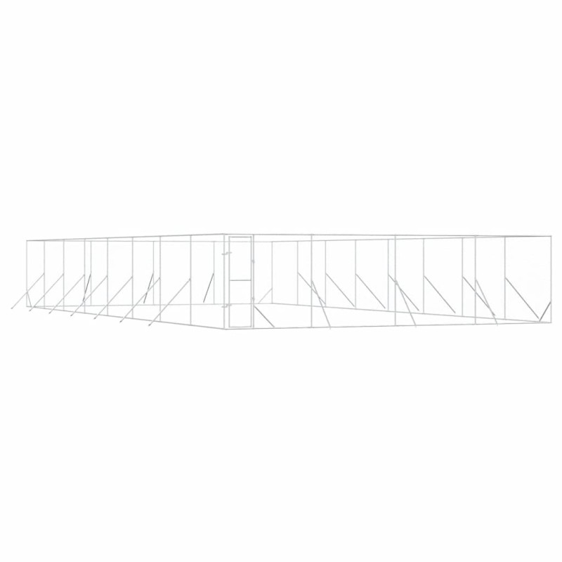 vidaXL Κλουβί Σκύλου Εξωτερ. Χώρου Ασημί 8x16x2 μ. από Γαλβαν. Ατσάλι
