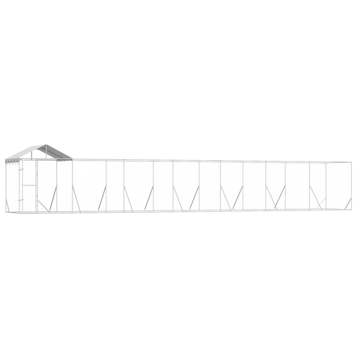 vidaXL Κλουβί Σκύλου Εξ. Χώρου με Οροφή Ασημί 14x2x2,5 μ. Γαλβ. Ατσάλι