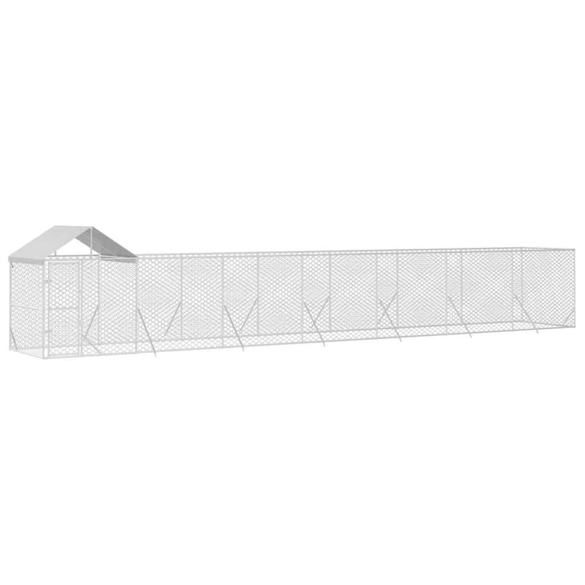 vidaXL Κλουβί Σκύλου Εξ. Χώρου με Οροφή Ασημί 14x2x2,5 μ. Γαλβ. Ατσάλι