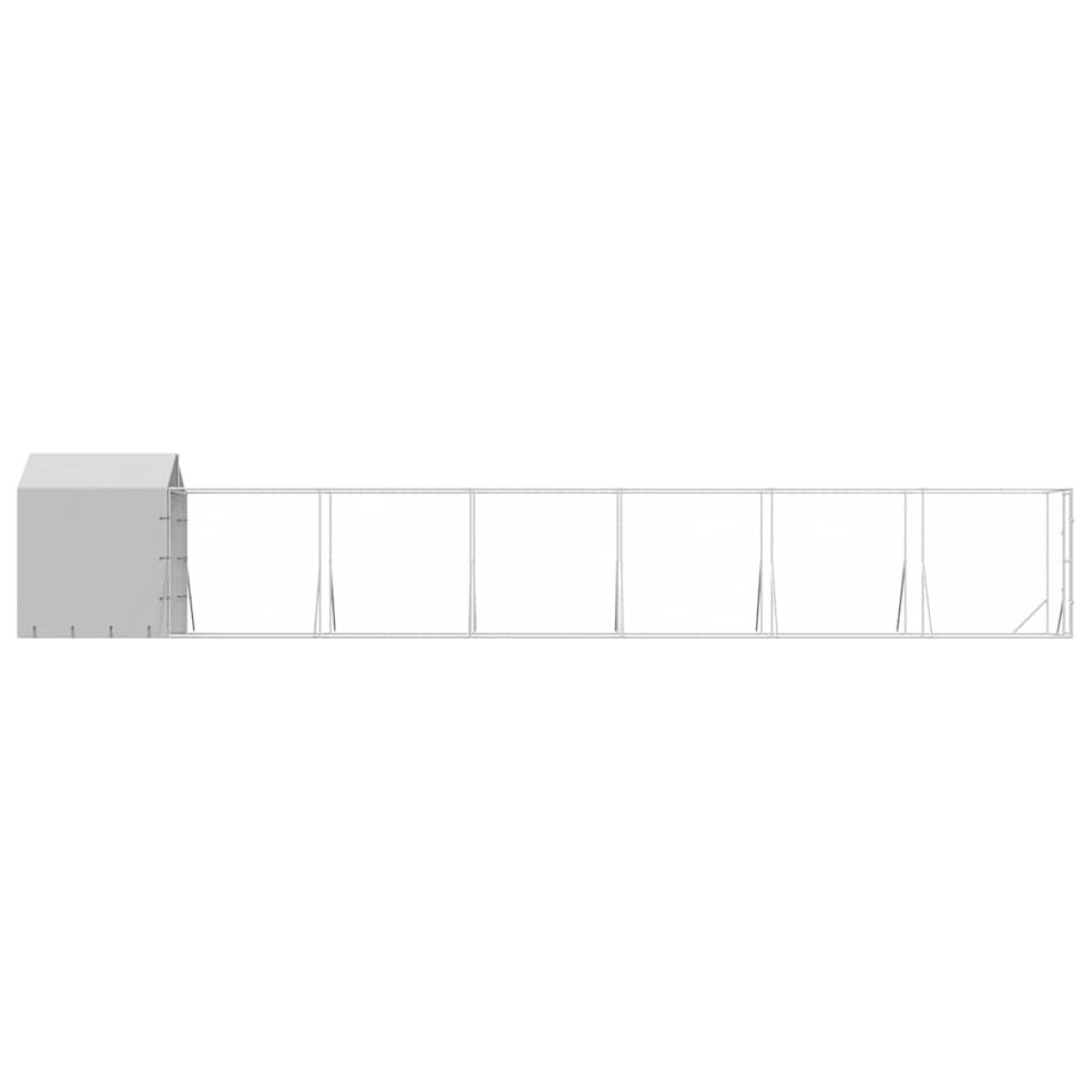 vidaXL Κλουβί Σκύλου Εξ. Χώρου με Οροφή Ασημί 2x14x2,5 μ. Γαλβ. Ατσάλι