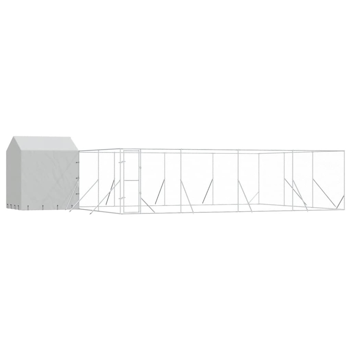 vidaXL Κλουβί Σκύλου Εξ. Χώρου με Οροφή Ασημί 10x6x2,5 μ. Γαλβ. Ατσάλι