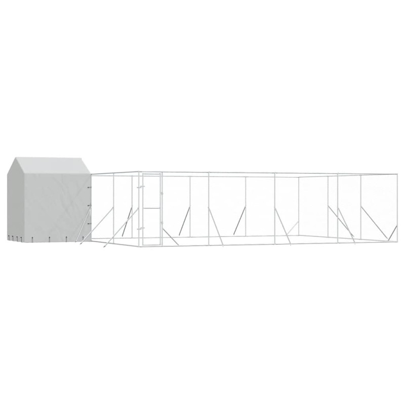 vidaXL Κλουβί Σκύλου Εξ. Χώρου με Οροφή Ασημί 10x6x2,5 μ. Γαλβ. Ατσάλι