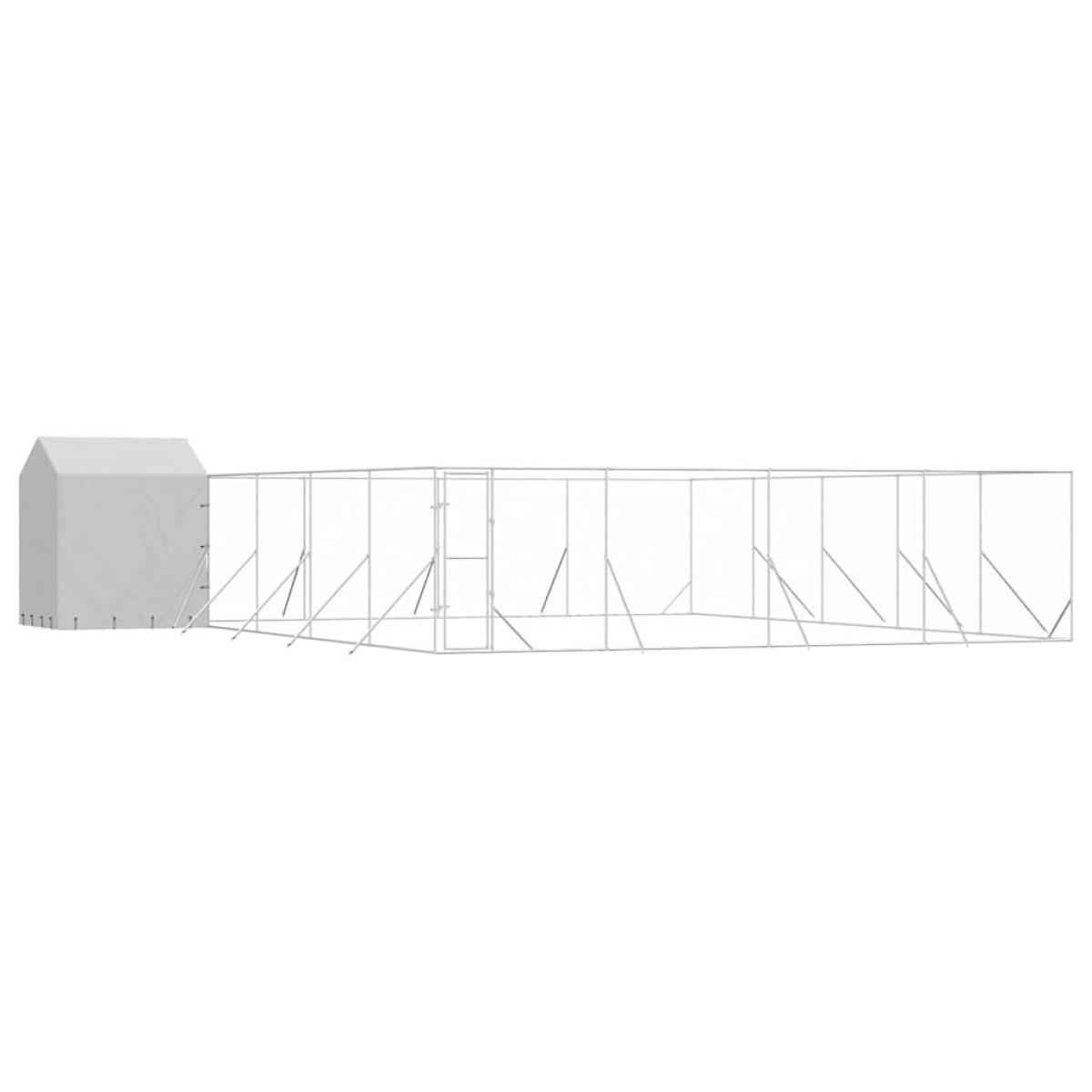 vidaXL Κλουβί Σκύλου Εξ. Χώρου με Οροφή Ασημί 10x10x2,5 μ Γαλβ. Ατσάλι