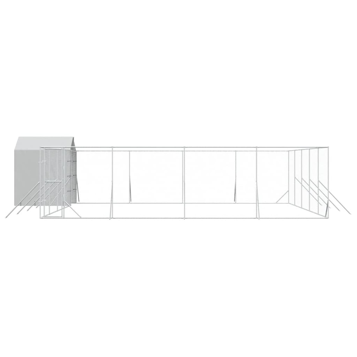 vidaXL Κλουβί Σκύλου Εξ. Χώρου με Οροφή Ασημί 10x10x2,5 μ Γαλβ. Ατσάλι