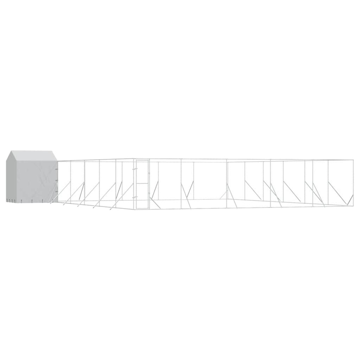 vidaXL Κλουβί Σκύλου Εξ. Χώρου με Οροφή Ασημί 12x12x2,5 μ Γαλβ. Ατσάλι
