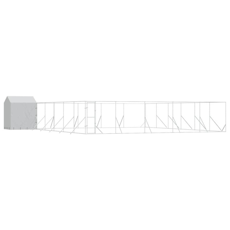 vidaXL Κλουβί Σκύλου Εξ. Χώρου με Οροφή Ασημί 12x12x2,5 μ Γαλβ. Ατσάλι