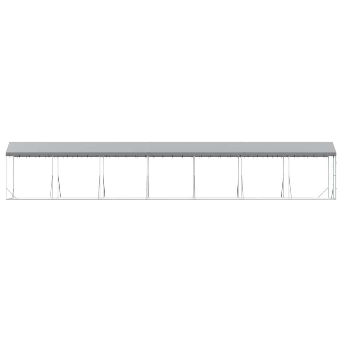 vidaXL Κλουβί Σκύλου Εξ. Χώρου με Οροφή Ασημί 2x14x2,5 μ. Γαλβ. Ατσάλι
