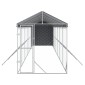 vidaXL Κλουβί Σκύλου Εξ. Χώρου με Οροφή Ασημί 2x14x2,5 μ. Γαλβ. Ατσάλι