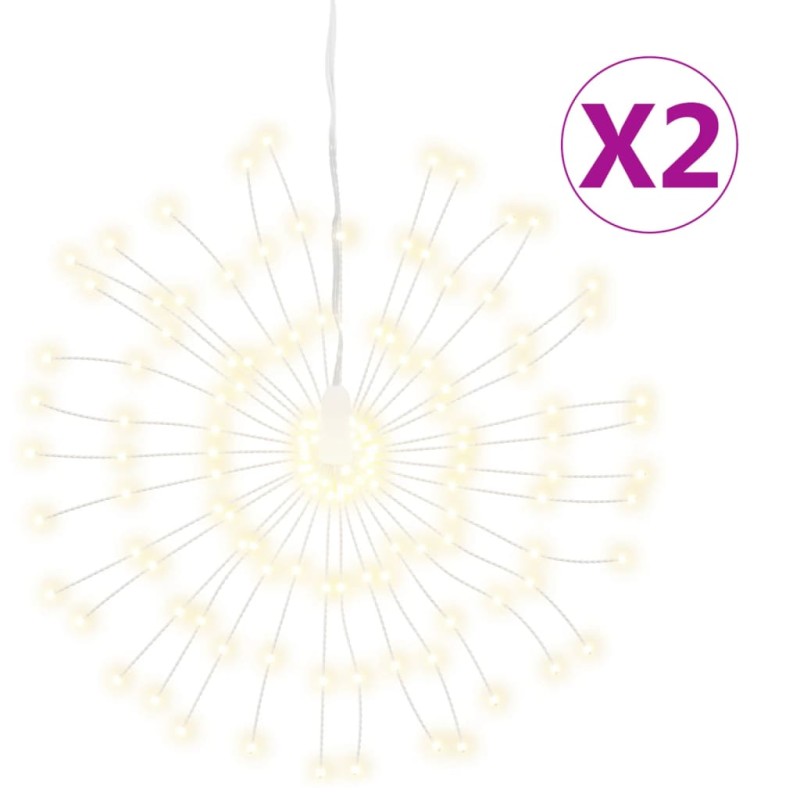 vidaXL Φωτάκια Χριστουγεννιάτικα 2 Τεμ. 140 LED Θερμό Λευκό 17 εκ.