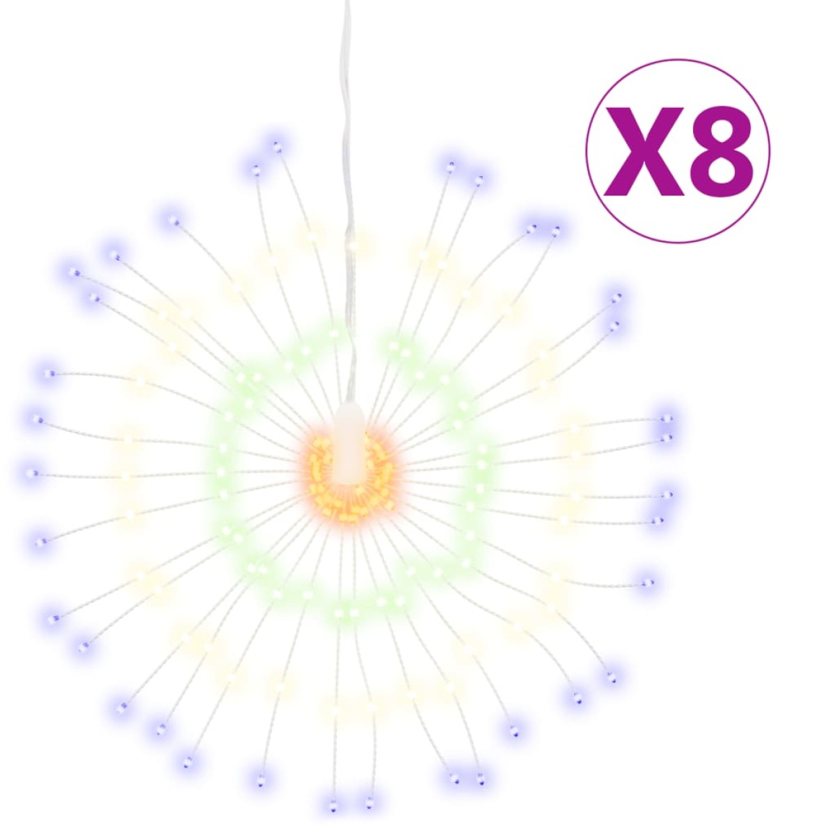 vidaXL Φωτάκια Χριστουγεννιάτικα 8 τεμ. 140 LED Πολύχρωμα 17 εκ.