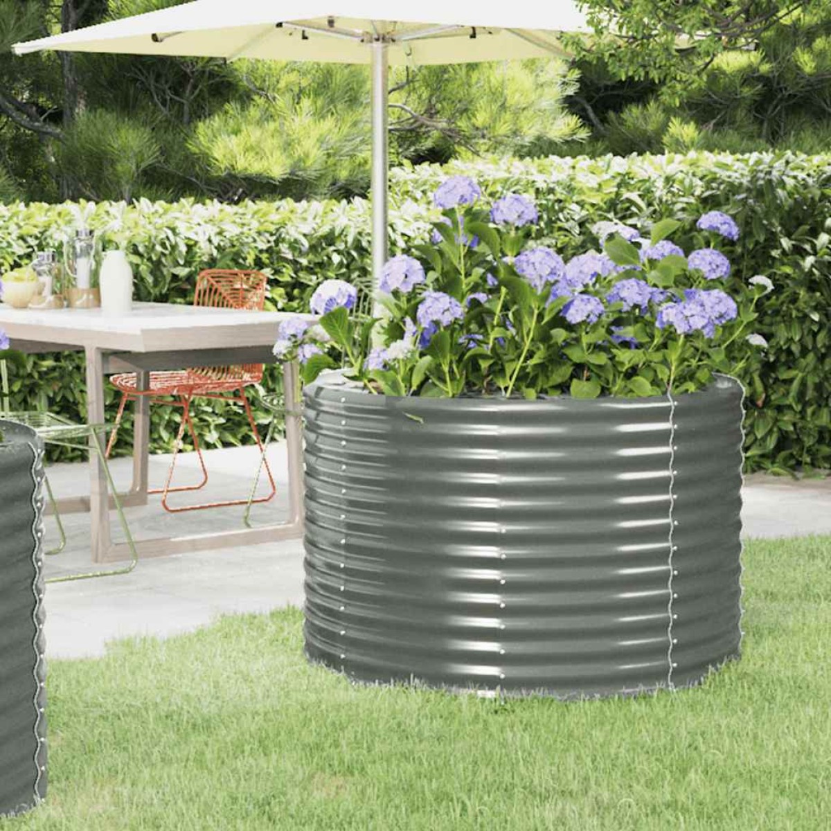 vidaXL Ζαρντινιέρα Γκρι 100x100x68 εκ. Ατσάλι με Ηλεκτρ. Βαφή Πούδρας