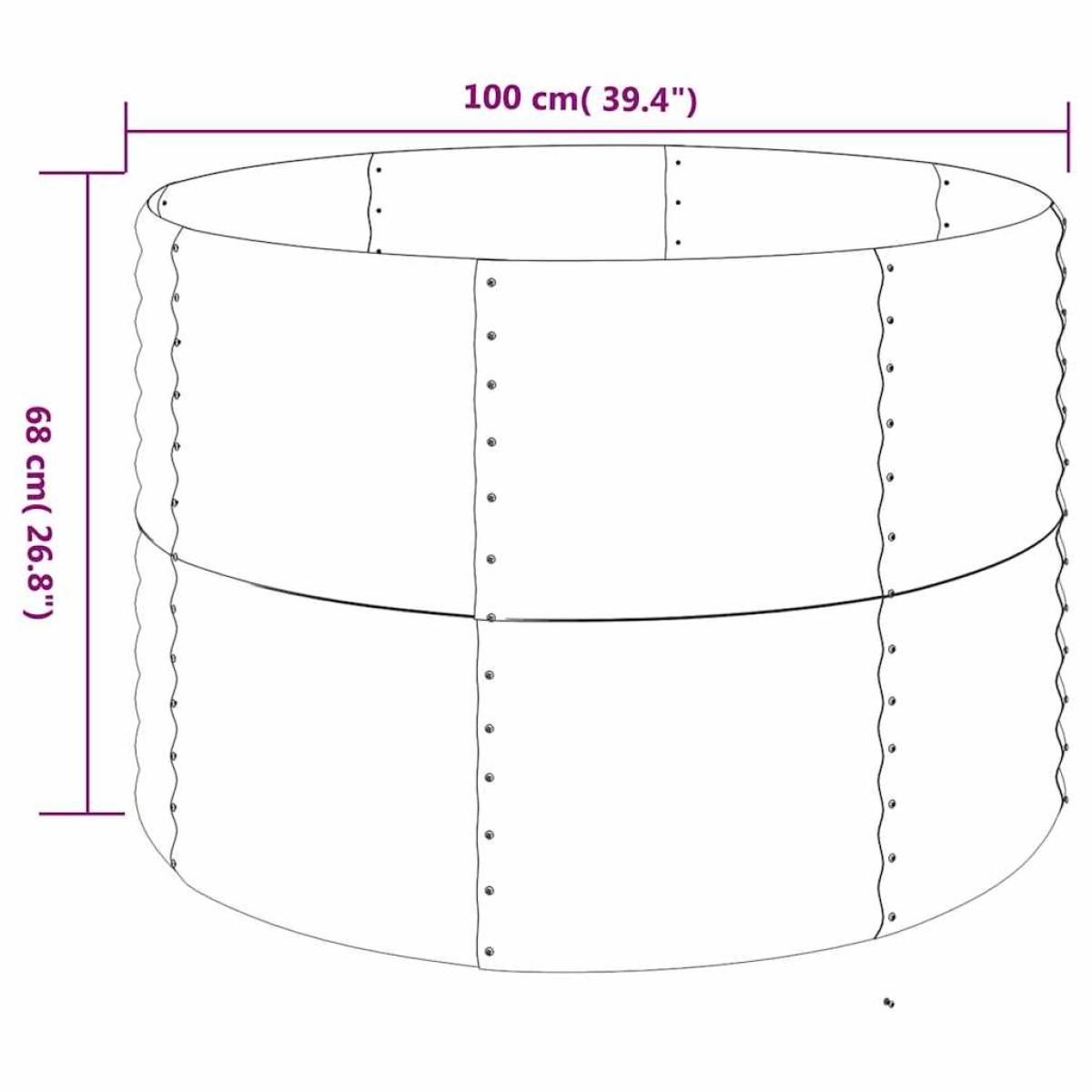 vidaXL Ζαρντινιέρα Γκρι 100x100x68 εκ. Ατσάλι με Ηλεκτρ. Βαφή Πούδρας