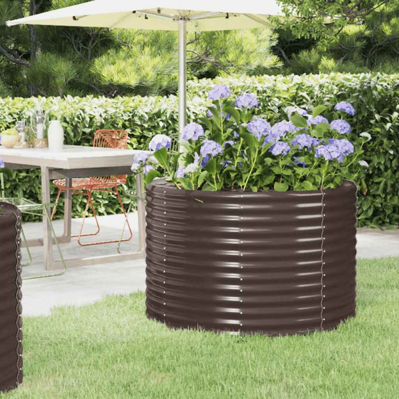 vidaXL Ζαρντινιέρα Καφέ 100x100x68 εκ. Γαλβανισμένος χάλυβας