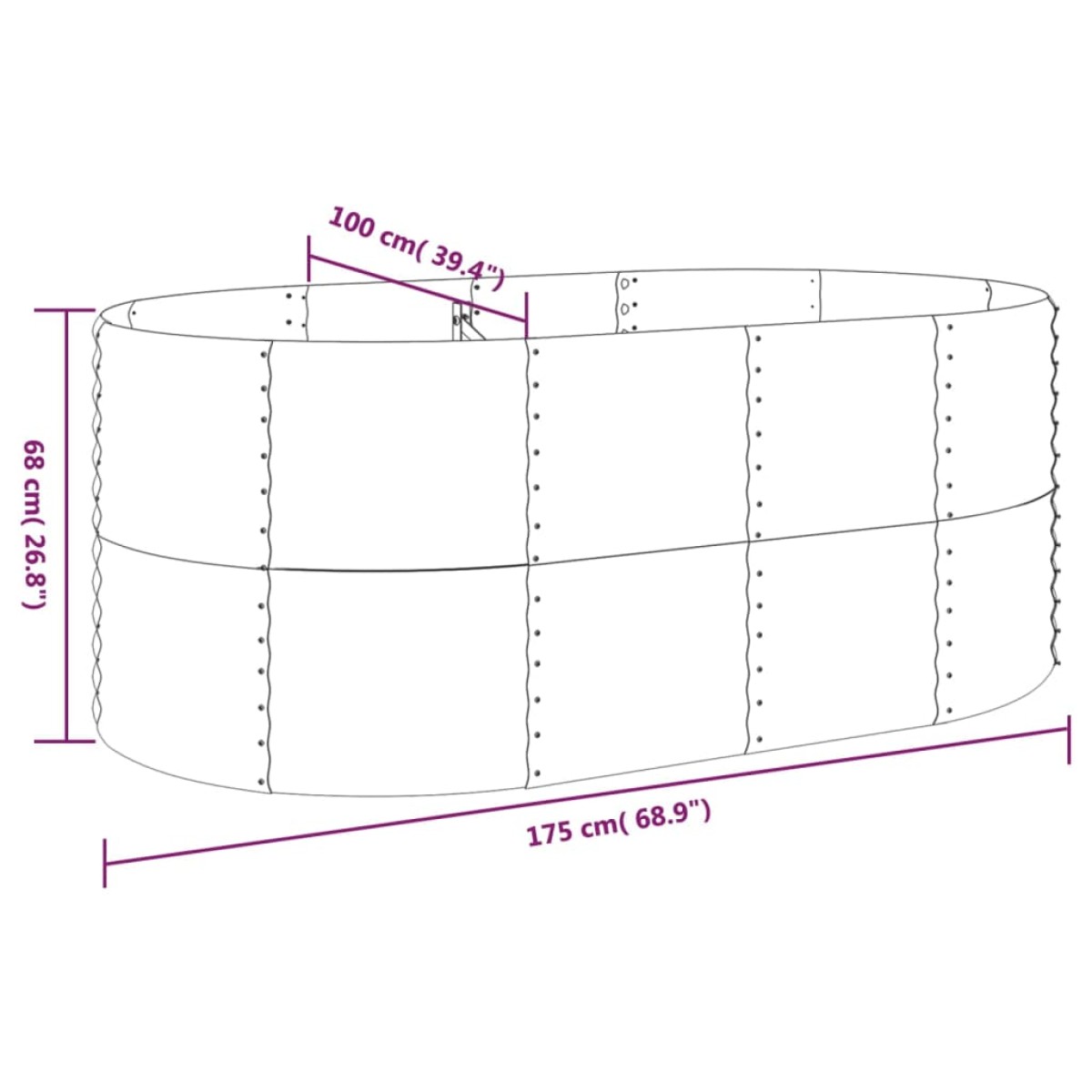 vidaXL Ζαρντινιέρα Πράσινη 175x100x68εκ Ατσάλι με Ηλεκτρ. Βαφή Πούδρας