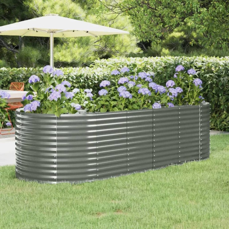 vidaXL Ζαρντινιέρα Γκρι 249x100x68 εκ. Γαλβανισμένος χάλυβας