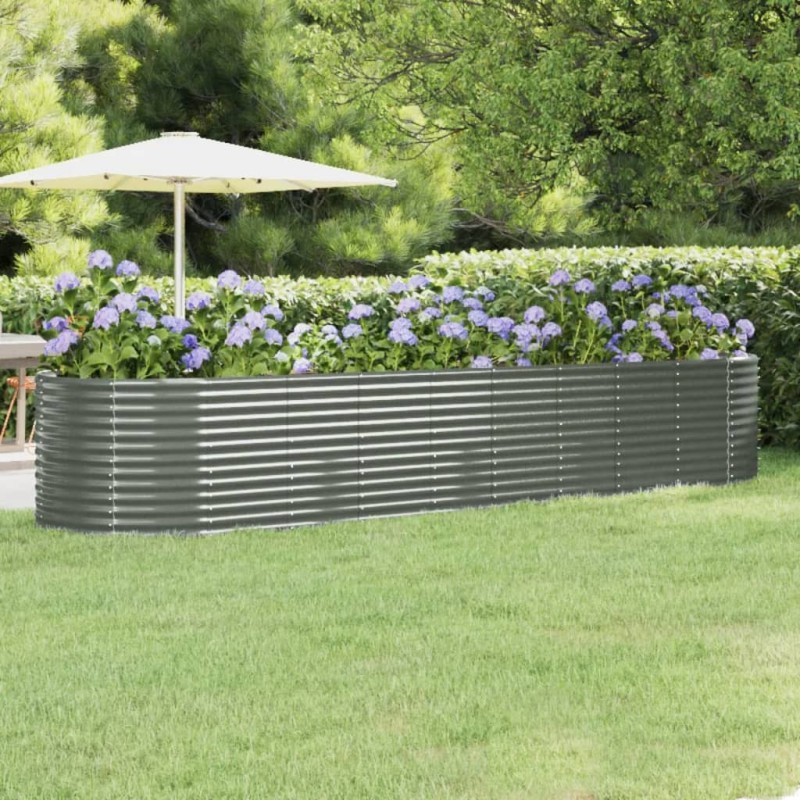 vidaXL Ζαρντινιέρα Γκρι 396x100x68 εκ. Γαλβανισμένος χάλυβας