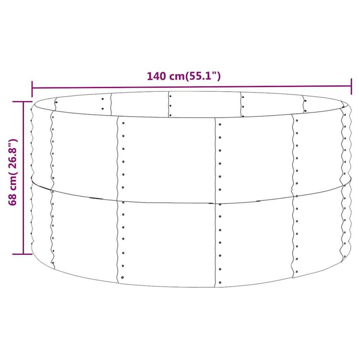 vidaXL Ζαρντινιέρα Ανθρακί 140x140x68εκ Ατσάλι με Ηλεκτρ. Βαφή Πούδρας