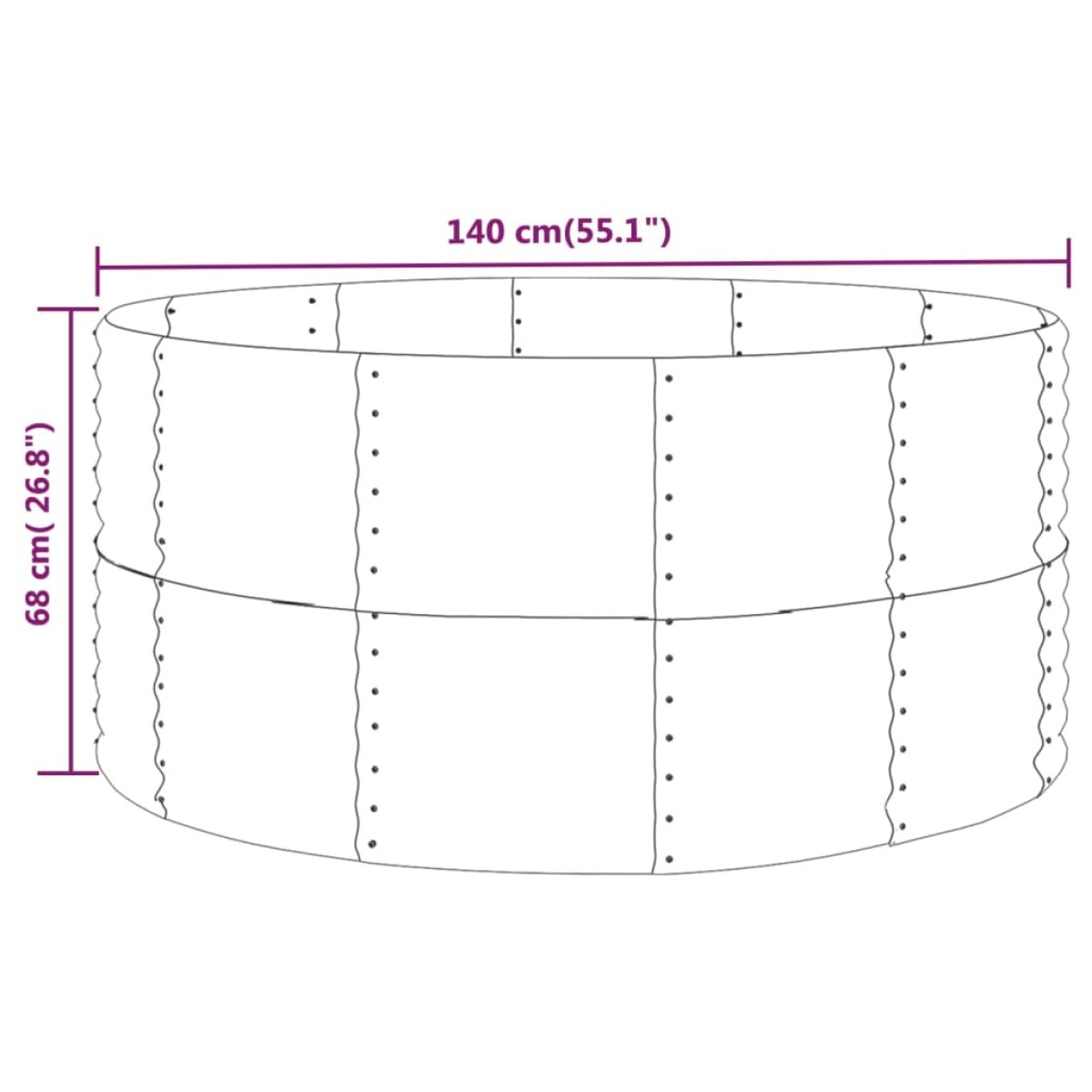vidaXL Ζαρντινιέρα Ασημί 140x140x68 εκ. Ατσάλι με Ηλεκτρ. Βαφή Πούδρας
