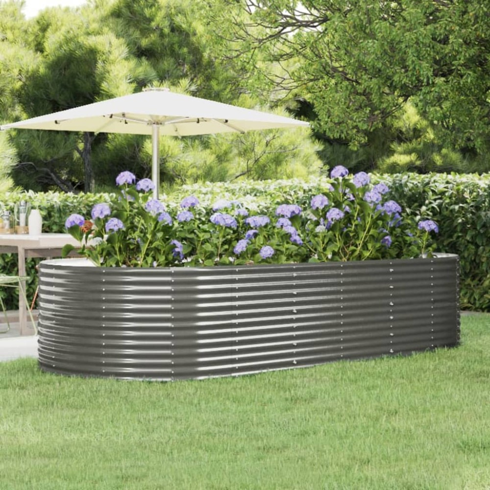 vidaXL Ζαρντινιέρα Γκρι 291x140x68 εκ. Γαλβανισμένος χάλυβας