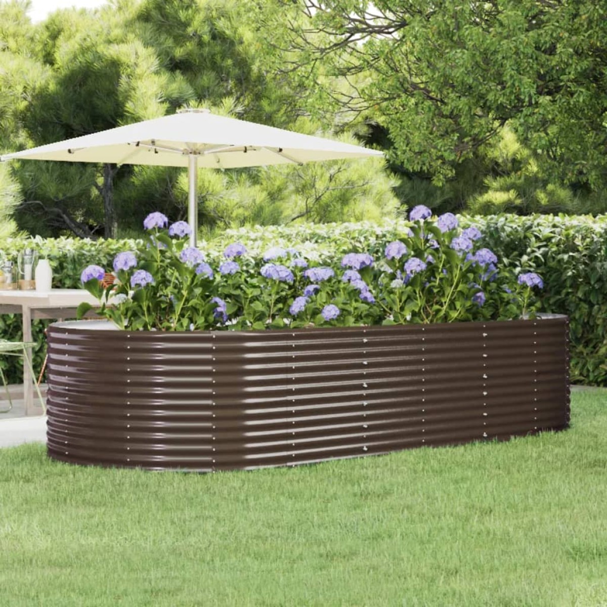 vidaXL Ζαρντινιέρα Καφέ 291x140x68 εκ. Ατσάλι με Ηλεκτρ. Βαφή Πούδρας