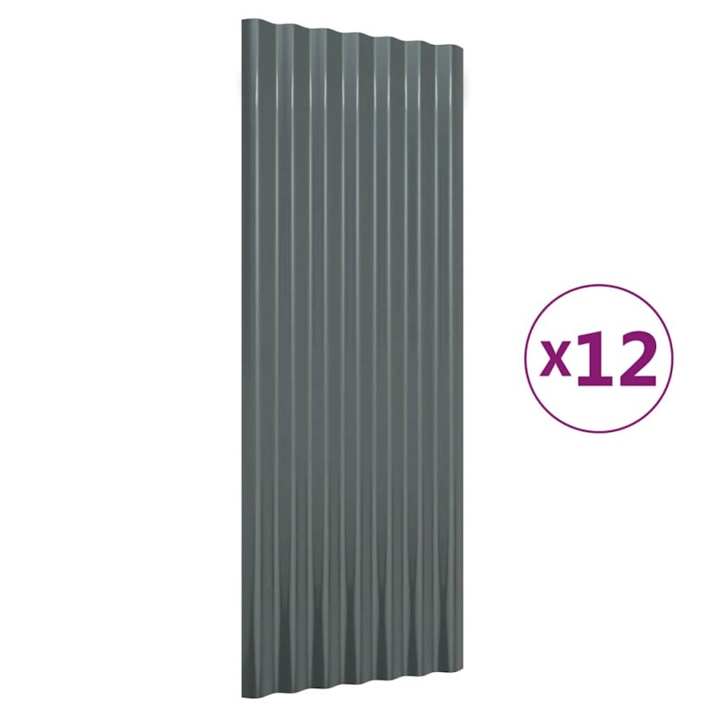 vidaXL Πάνελ Οροφής 12 τεμ. Ανθρακί 100x36 εκ Γαλβανισμένος χάλυβας