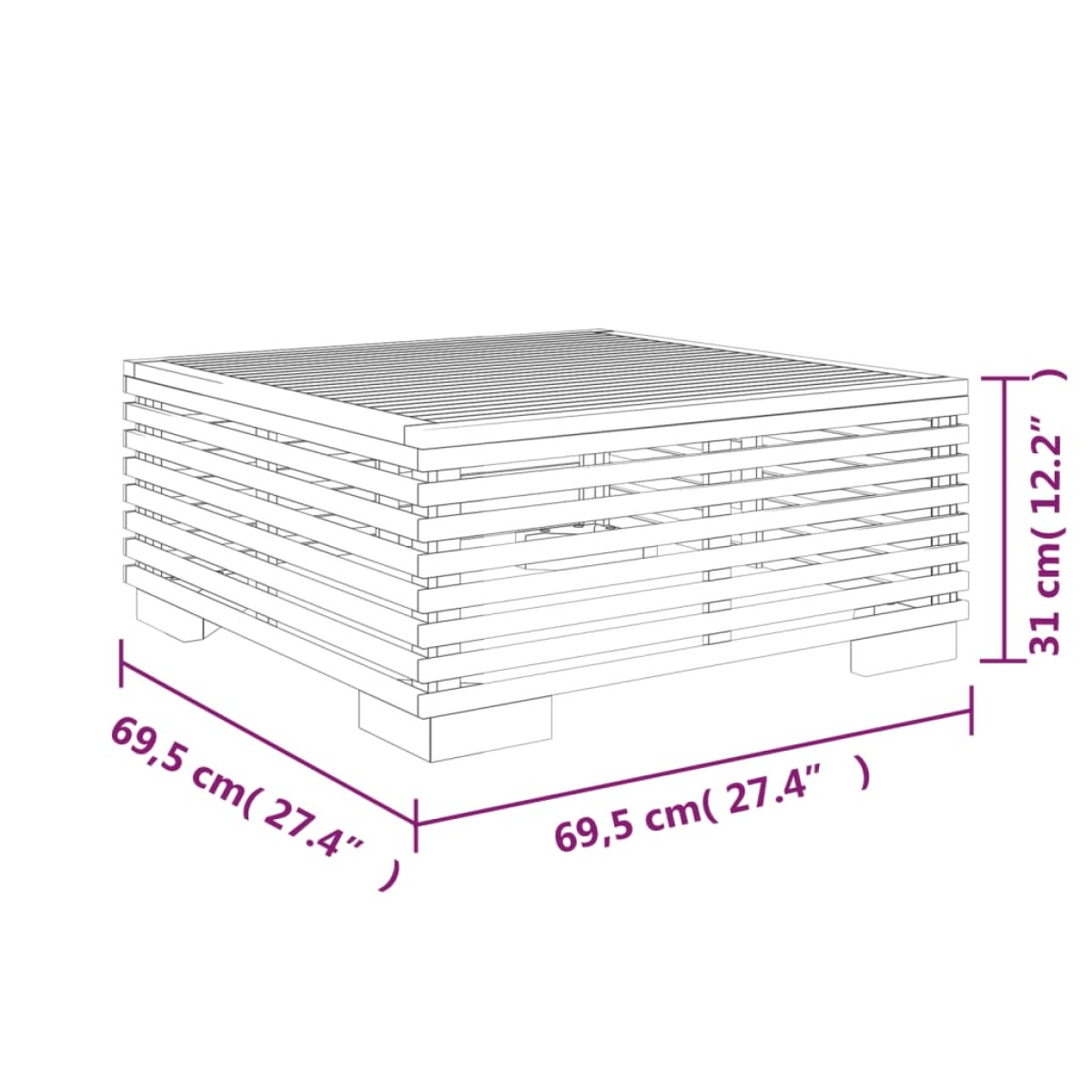 vidaXL Τραπεζάκι Κήπου 69,5x69,5x31 εκ. από Μασίφ Ξύλο Teak