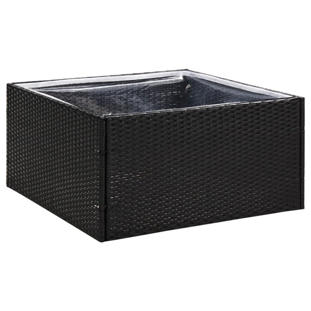 vidaXL Ζαρντινιέρα Κήπου Μαύρη 80 x 80 x 40 εκ. από Συνθετικό Ρατάν