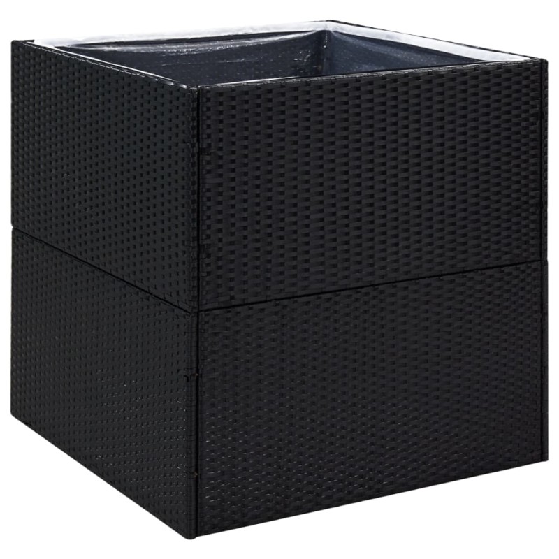 vidaXL Ζαρντινιέρα Κήπου Μαύρη 80 x 80 x 80 εκ. από Συνθετικό Ρατάν