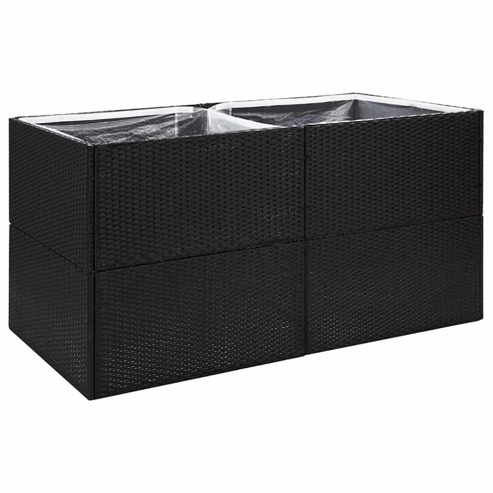 vidaXL Ζαρντινιέρα Κήπου Μαύρη 157 x 80 x 80 εκ. από Συνθετικό Ρατάν