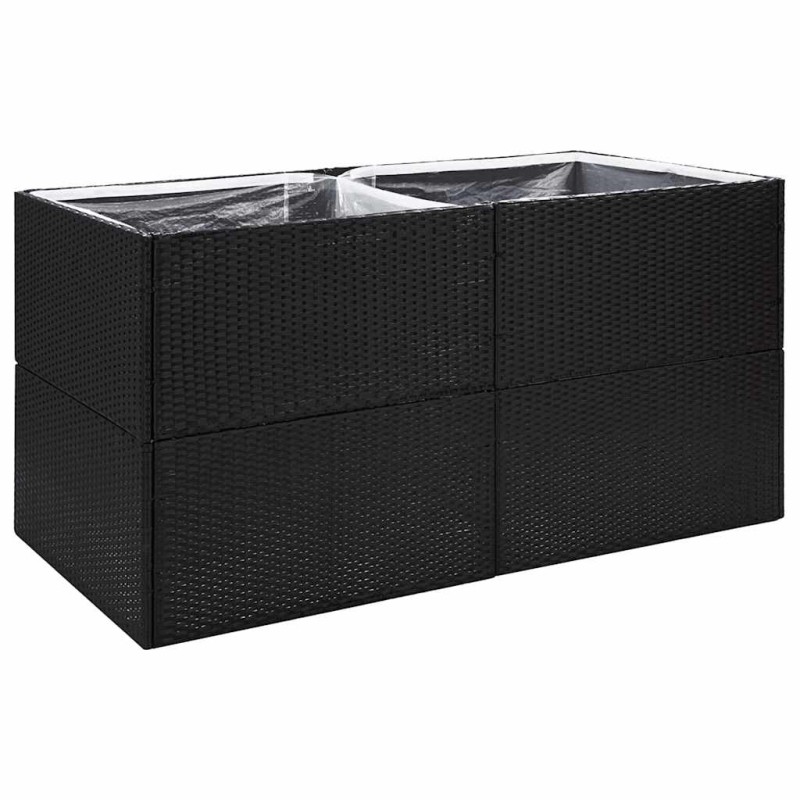 vidaXL Ζαρντινιέρα Κήπου Μαύρη 157 x 80 x 80 εκ. από Συνθετικό Ρατάν