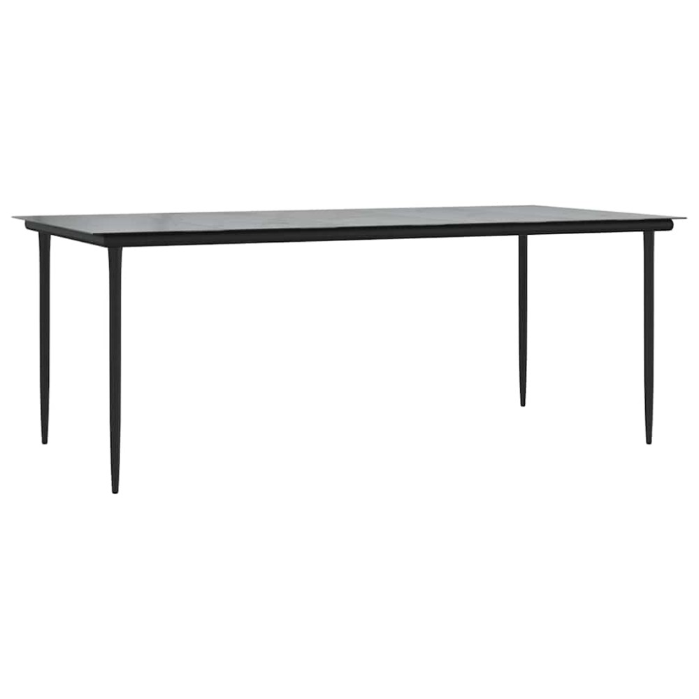 vidaXL Τραπεζαρία Κήπου Μαύρο 200x100x74 εκ. από Ατσάλι και Σκληρυμένο Γυαλί