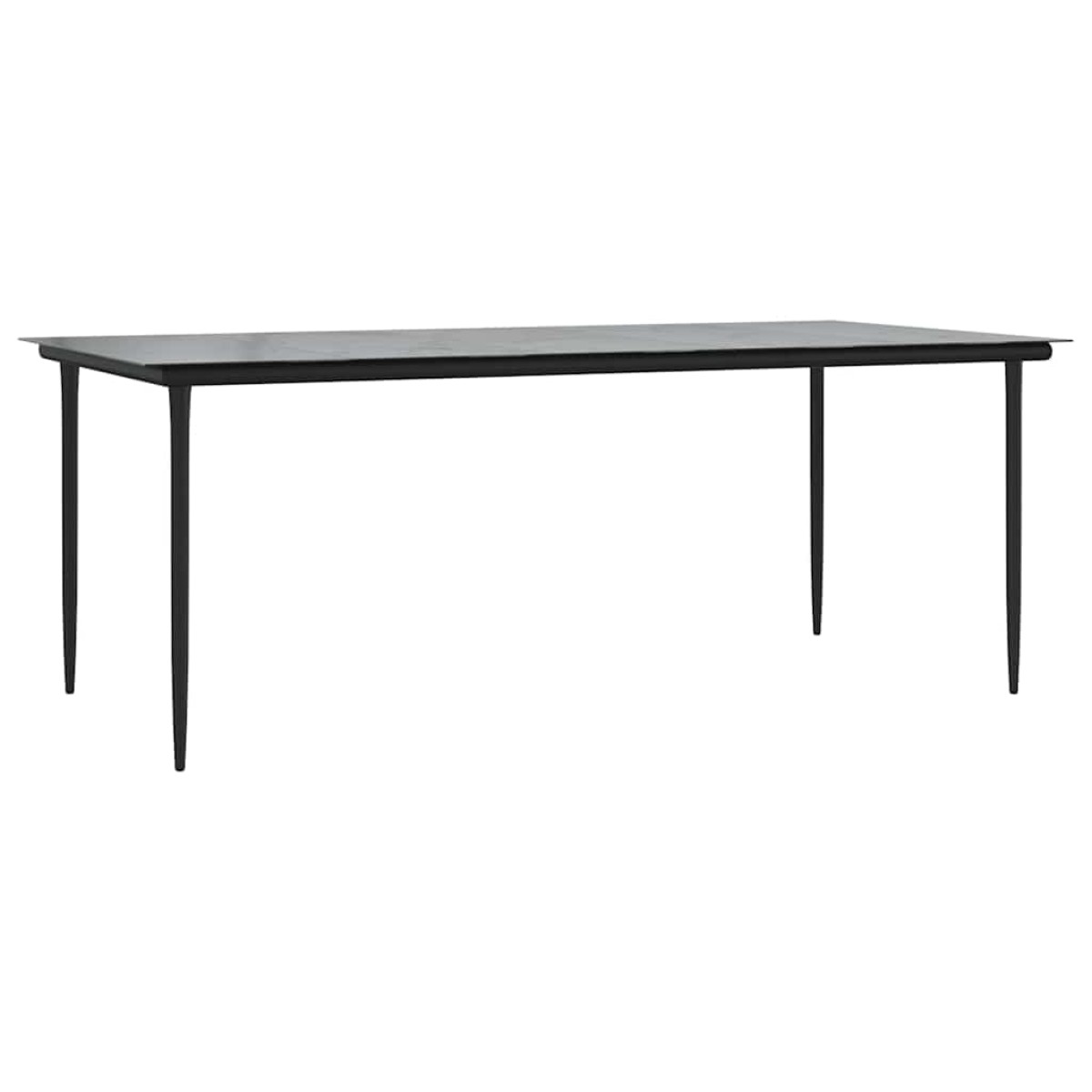 vidaXL Τραπεζαρία Κήπου Μαύρο 200x100x74 εκ. από Ατσάλι και Σκληρυμένο Γυαλί